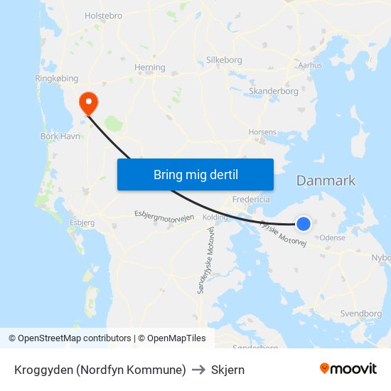 Kroggyden (Nordfyn Kommune) to Skjern map