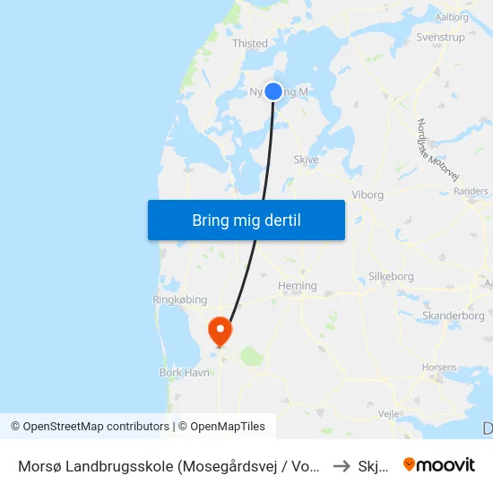 Morsø Landbrugsskole (Mosegårdsvej / Vodstrup) to Skjern map