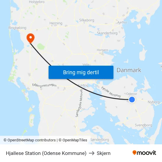 Hjallese Station (Odense Kommune) to Skjern map