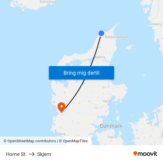 Horne St. to Skjern map