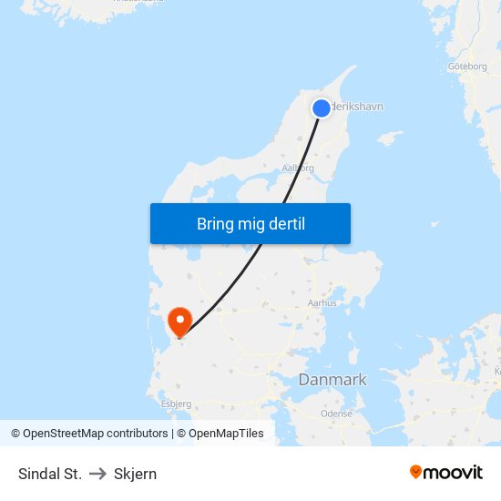 Sindal St. to Skjern map