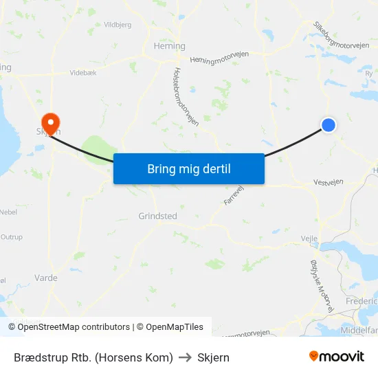 Brædstrup Rtb. (Horsens Kom) to Skjern map