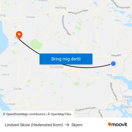 Lindved Skole (Hedensted Kom) to Skjern map