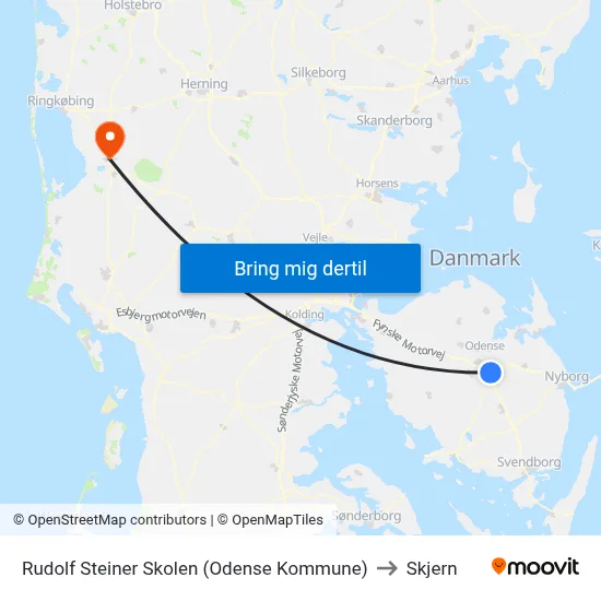 Rudolf Steiner Skolen (Odense Kommune) to Skjern map