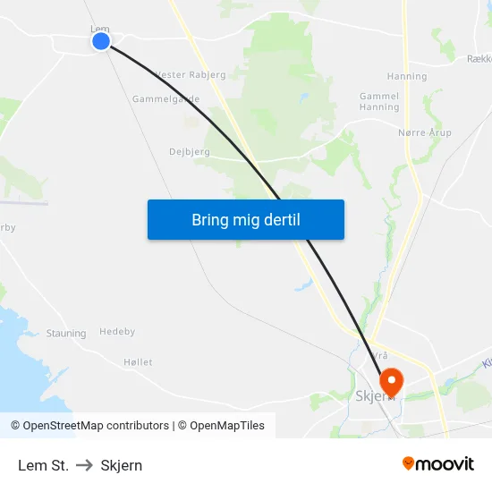 Lem St. to Skjern map