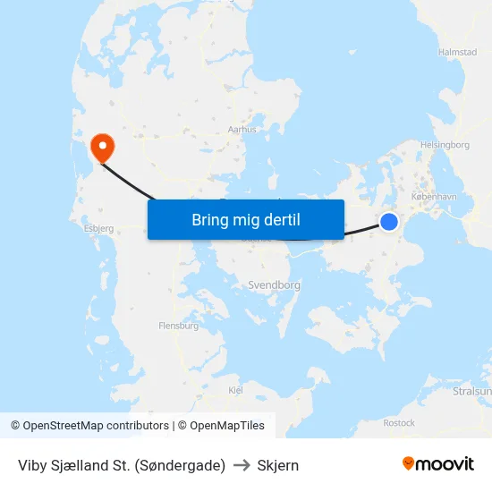 Viby Sjælland St. (Søndergade) to Skjern map