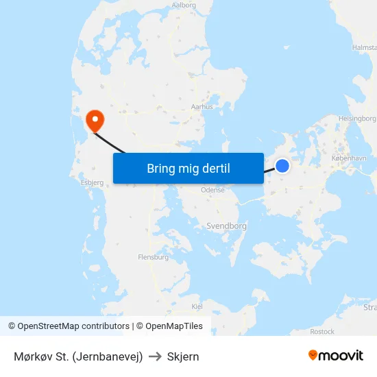 Mørkøv St. (Jernbanevej) to Skjern map