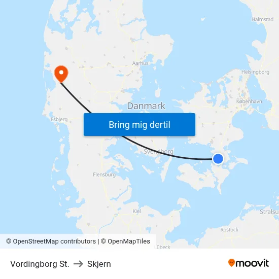 Vordingborg St. to Skjern map