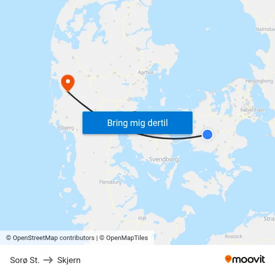 Sorø St. to Skjern map