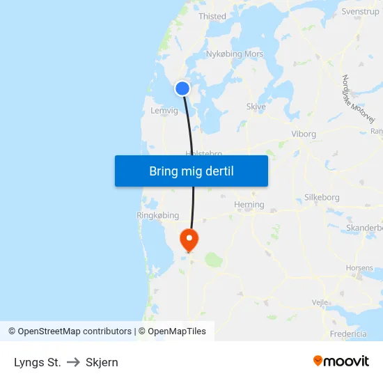 Lyngs St. to Skjern map