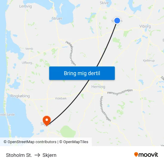 Stoholm St. to Skjern map