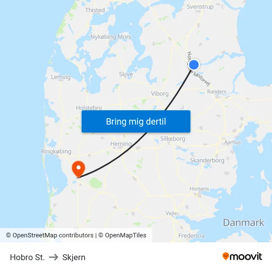 Hobro St. to Skjern map