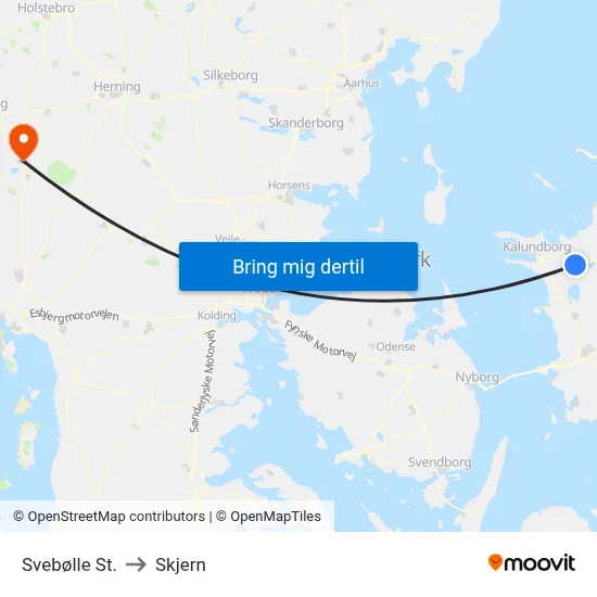 Svebølle St. to Skjern map