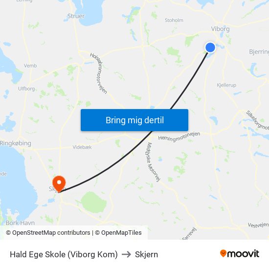 Hald Ege Skole (Viborg Kom) to Skjern map