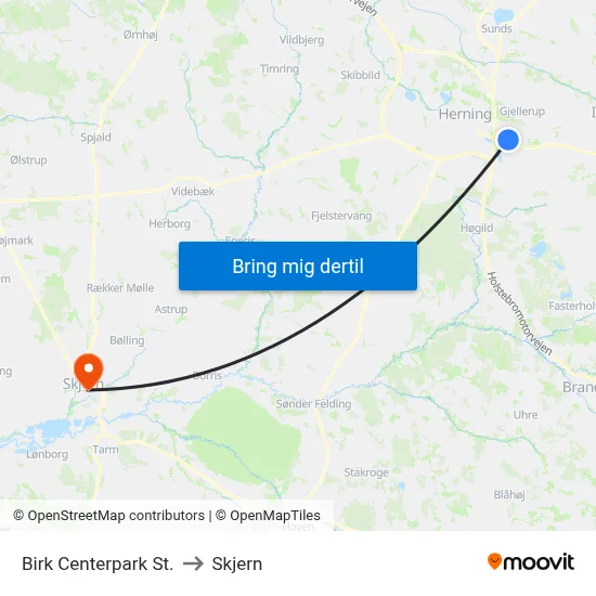 Birk Centerpark St. to Skjern map