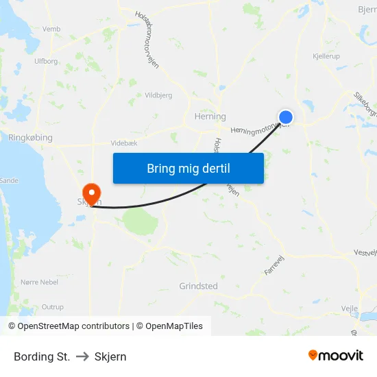 Bording St. to Skjern map
