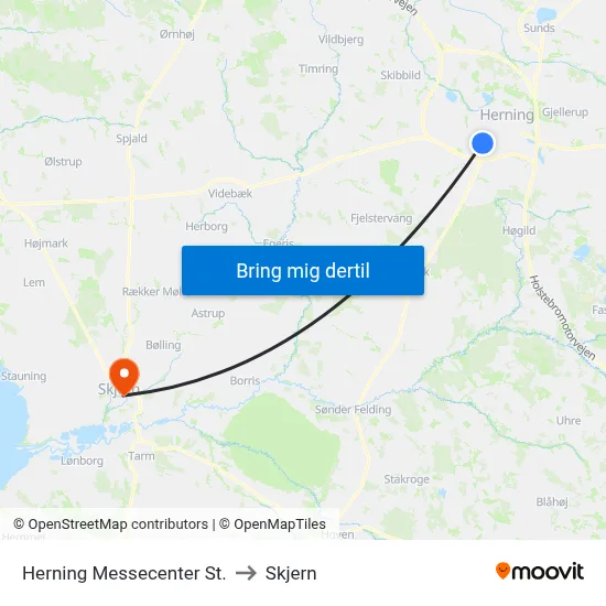 Herning Messecenter St. to Skjern map
