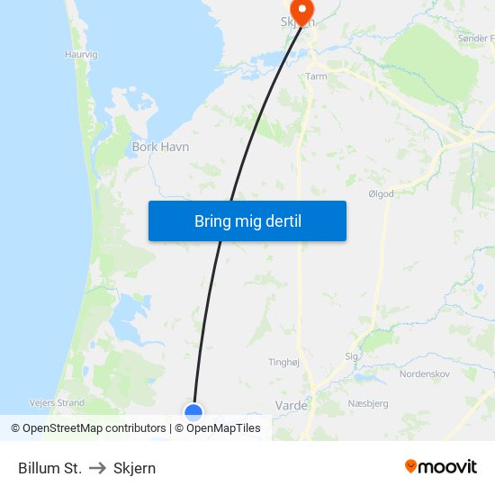 Billum St. to Skjern map