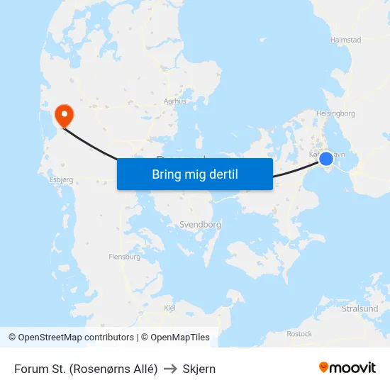 Forum St. (Rosenørns Allé) to Skjern map