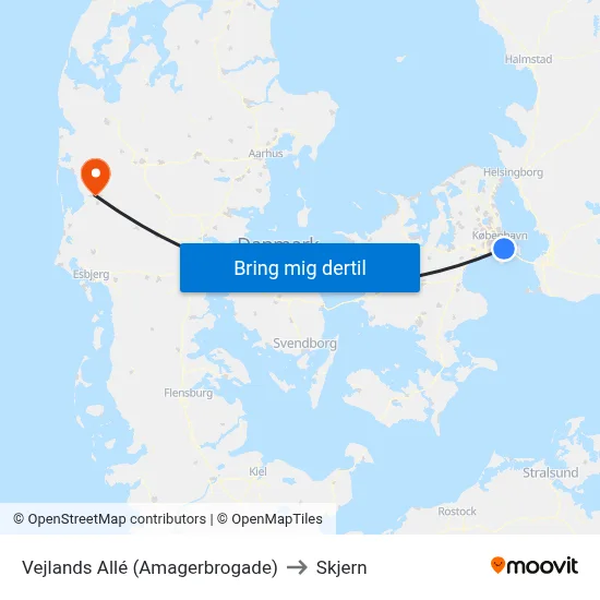 Vejlands Allé (Amagerbrogade) to Skjern map