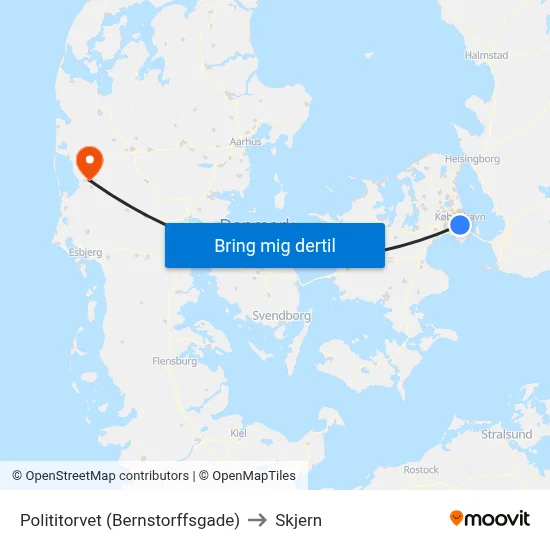 Polititorvet (Bernstorffsgade) to Skjern map