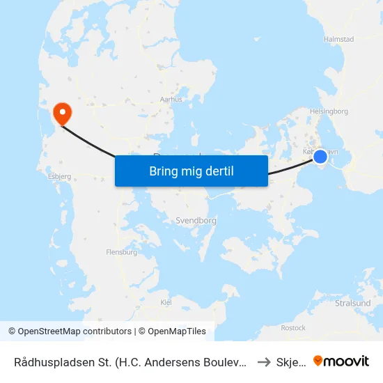 Rådhuspladsen St. (H.C. Andersens Boulevard) to Skjern map
