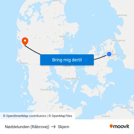 Nøddelunden (Råbrovej) to Skjern map