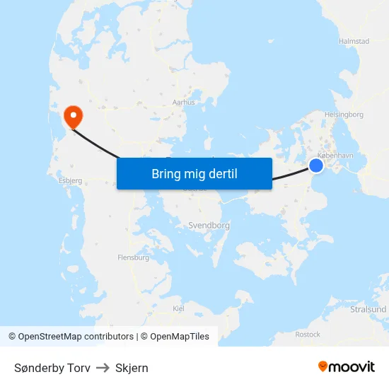 Sønderby Torv to Skjern map