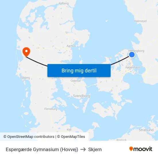 Espergærde Gymnasium (Hovvej) to Skjern map