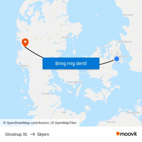 Glostrup St. to Skjern map