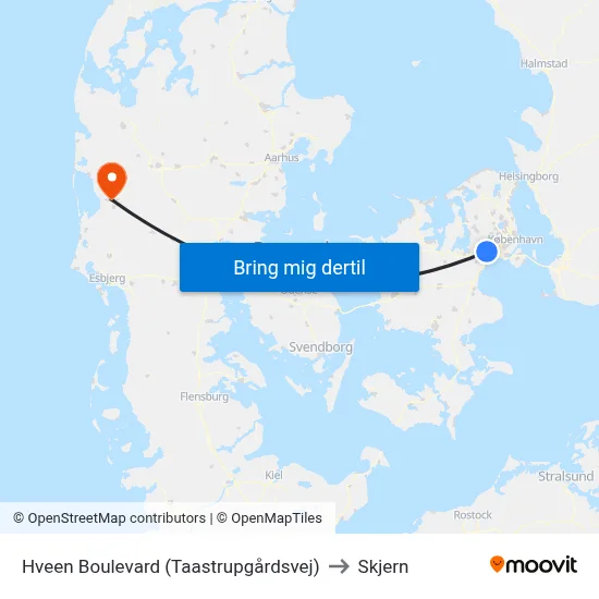 Hveen Boulevard (Taastrupgårdsvej) to Skjern map