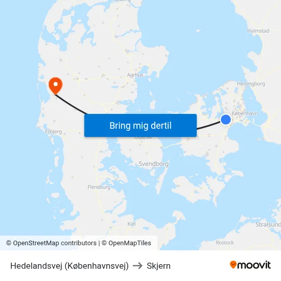 Hedelandsvej (Københavnsvej) to Skjern map