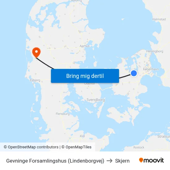 Gevninge Forsamlingshus (Lindenborgvej) to Skjern map