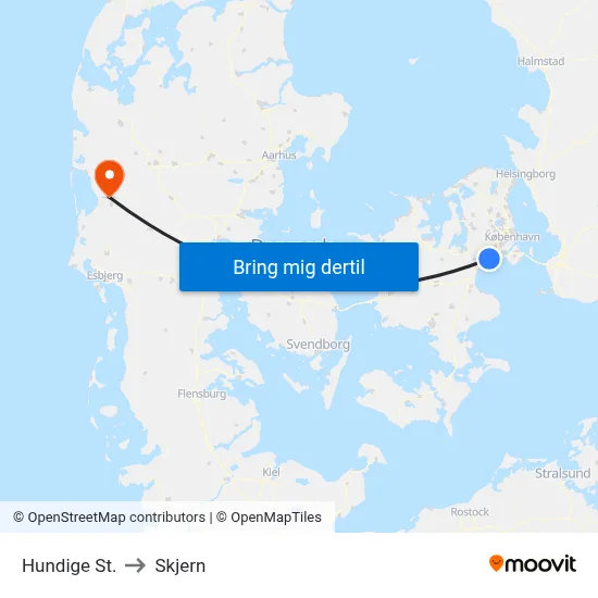 Hundige St. to Skjern map