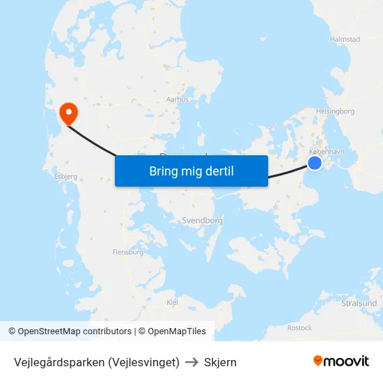 Vejlegårdsparken (Vejlesvinget) to Skjern map