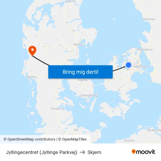 Jyllingecentret (Jyllinge Parkvej) to Skjern map