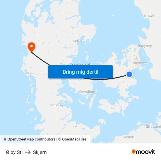 Ølby St. to Skjern map