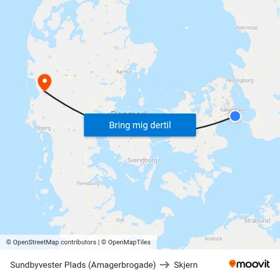 Sundbyvester Plads (Amagerbrogade) to Skjern map