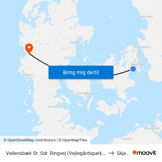 Vallensbæk St. Sdr. Ringvej (Vejlegårdsparken) to Skjern map