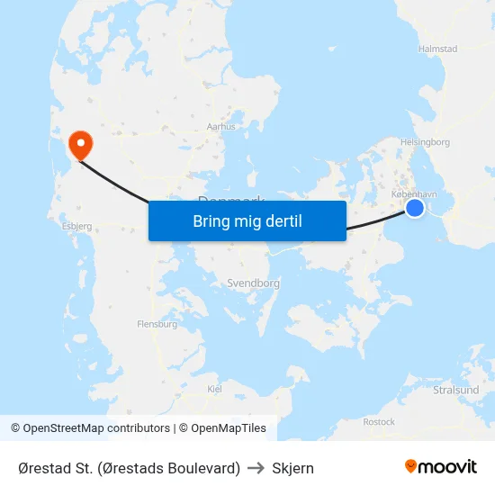 Ørestad St. (Ørestads Boulevard) to Skjern map