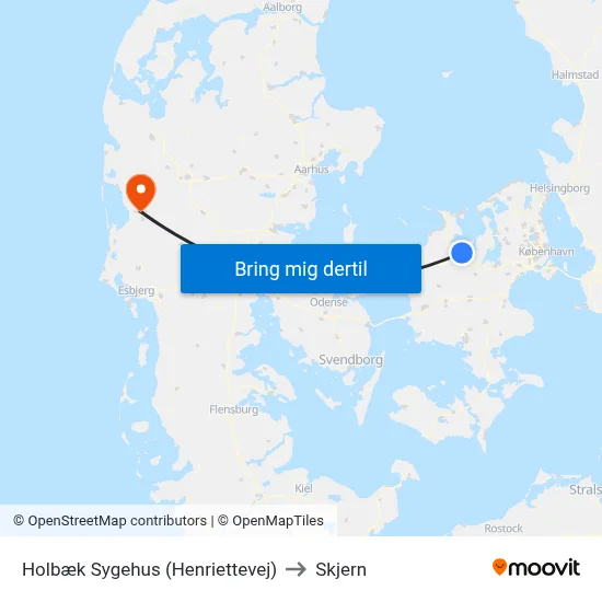 Holbæk Sygehus (Henriettevej) to Skjern map