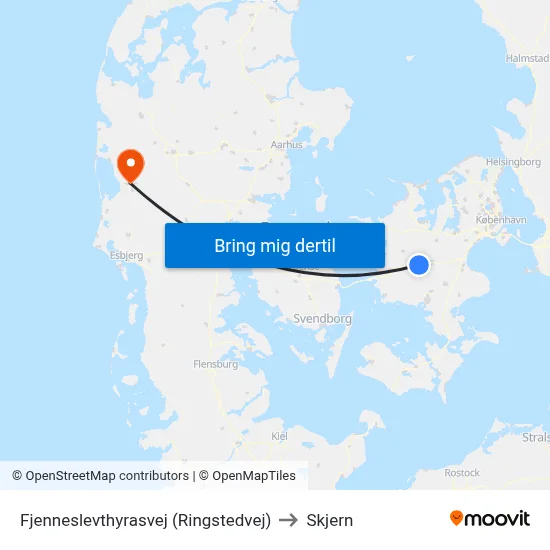 Fjenneslevthyrasvej (Ringstedvej) to Skjern map