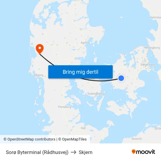 Sorø Byterminal (Rådhusvej) to Skjern map