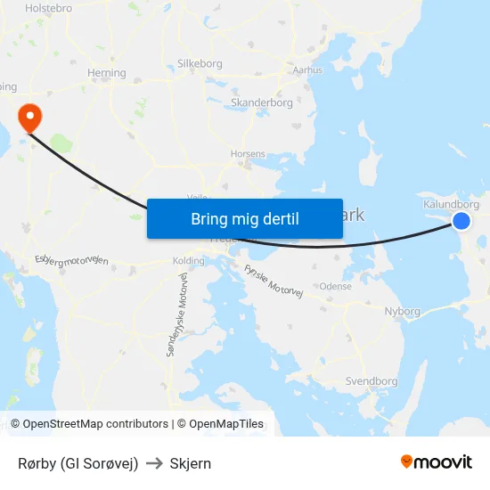 Rørby (Gl Sorøvej) to Skjern map