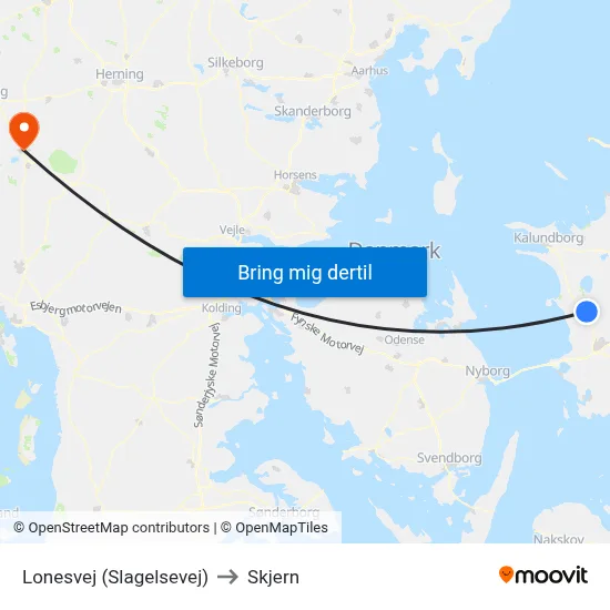 Lonesvej (Slagelsevej) to Skjern map