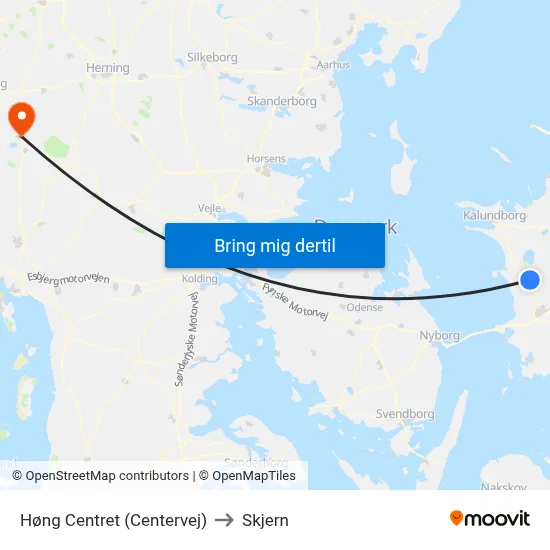 Høng Centret (Centervej) to Skjern map