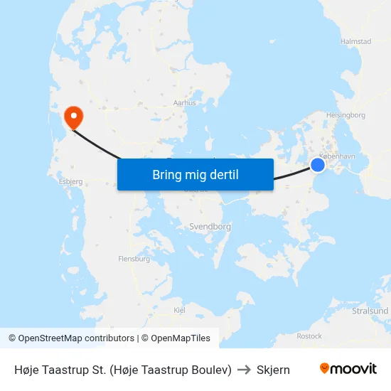 Høje Taastrup St. (Høje Taastrup Boulev) to Skjern map