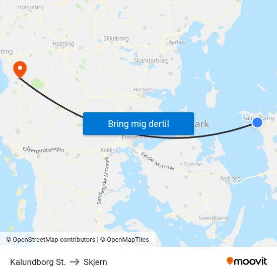 Kalundborg St. to Skjern map