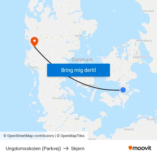 Ungdomsskolen (Parkvej) to Skjern map
