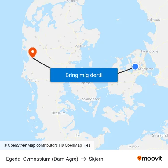 Egedal Gymnasium (Dam Agre) to Skjern map